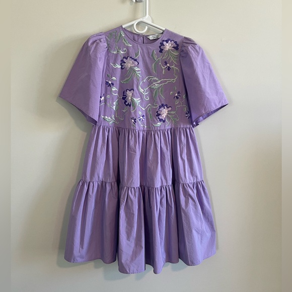 & Other Stories Women US 2 Cotton Stockholm Atelier Purple Embroidered Preppy - Picture 3 of 12